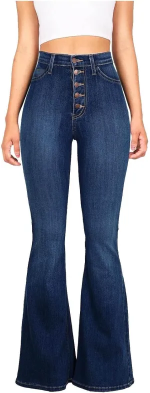 High Waisted Bell Bottom Jeans for Women Stretchy Flare Bootcut Pants Casual Loose Fit Skinny Wide Leg Denim Pant