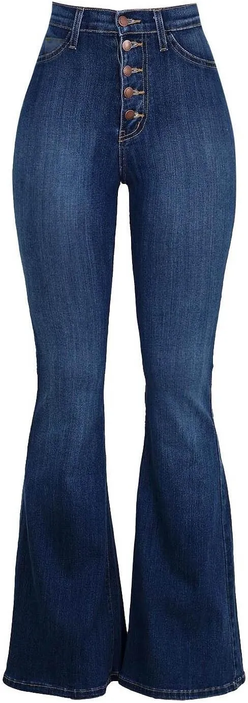 High Waisted Bell Bottom Jeans for Women Stretchy Flare Bootcut Pants Casual Loose Fit Skinny Wide Leg Denim Pant