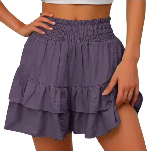 High Waisted Shorts for Women Summer Bermuda Shorts Flowy Casual Ruffle Shorts Trendy Beach Shorts Mini Pleated Skirt