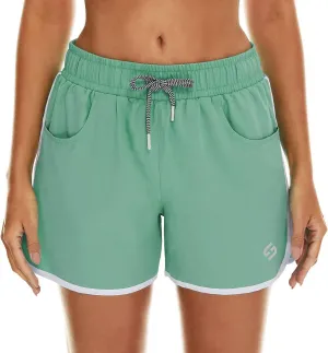 HODOSPORTS Women's 4" Swim Shorts Quick Dry Board Shorts Swimsuit Bottom with Pockets