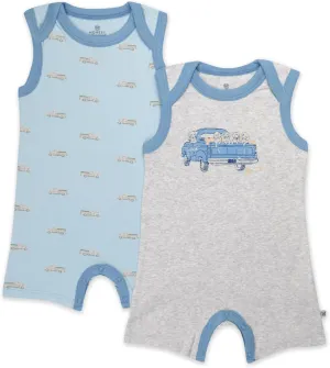 HonestBaby baby-boys Multipack 100% Organic Cotton Sleeveless Romper