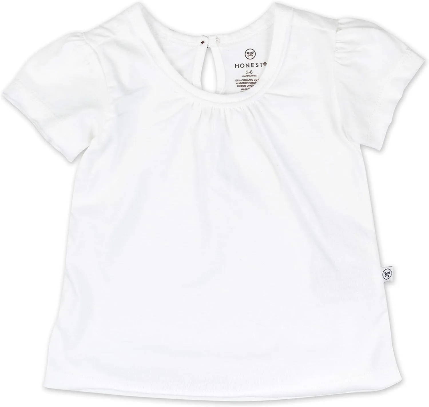 HonestBaby baby-girls 5-pack Puff Sleeve T-shirts 100% Organic Cotton Baby, Toddler, Little Kid, Girl