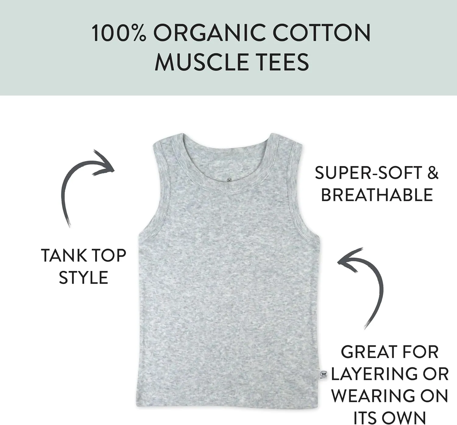 HonestBaby Multipack Muscle T-Shirts Sleeveless Tees 100% Organic Cotton for Infant Baby and Toddler Boys, Girls, Unisex