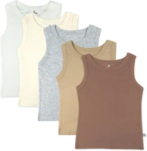 HonestBaby Multipack Muscle T-Shirts Sleeveless Tees 100% Organic Cotton for Infant Baby and Toddler Boys, Girls, Unisex
