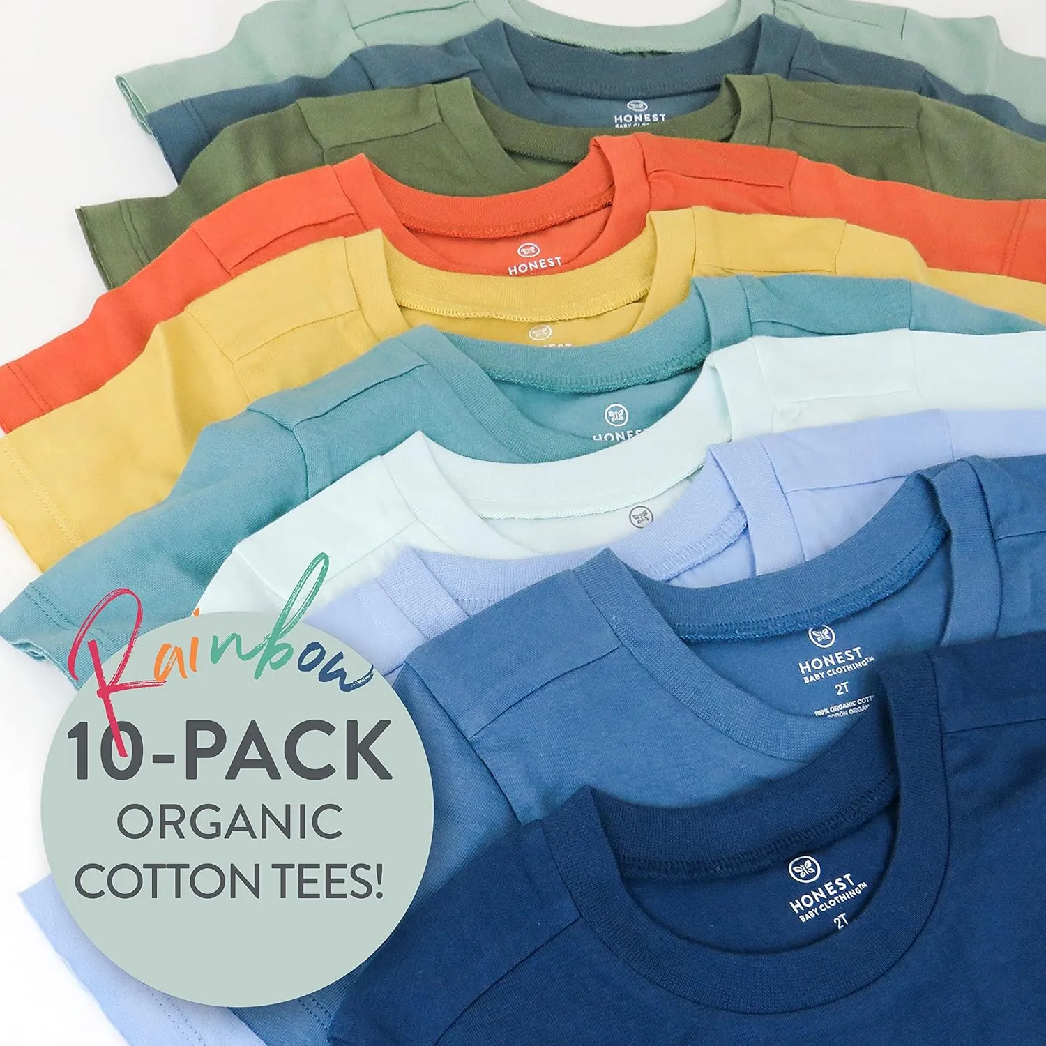 HonestBaby Multipack Short Sleeve T-Shirt Tee 100% Organic Cotton Infant Baby, Toddler, Little Kids Boys, Girls, Unisex