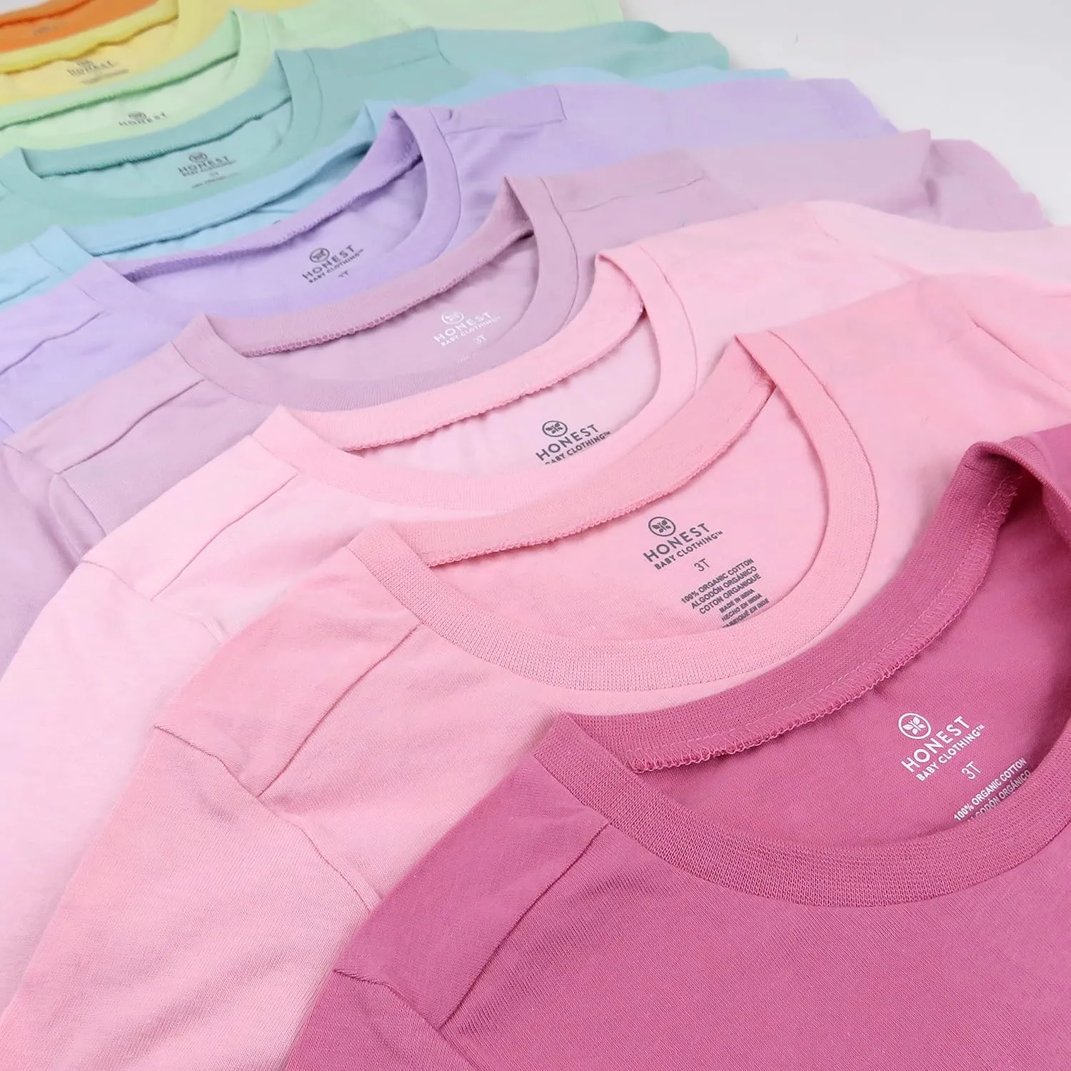 HonestBaby unisex-baby 10 Pack Long Sleeve T Shirts 100% Organic Cotton for Toddler, Boys, Girls