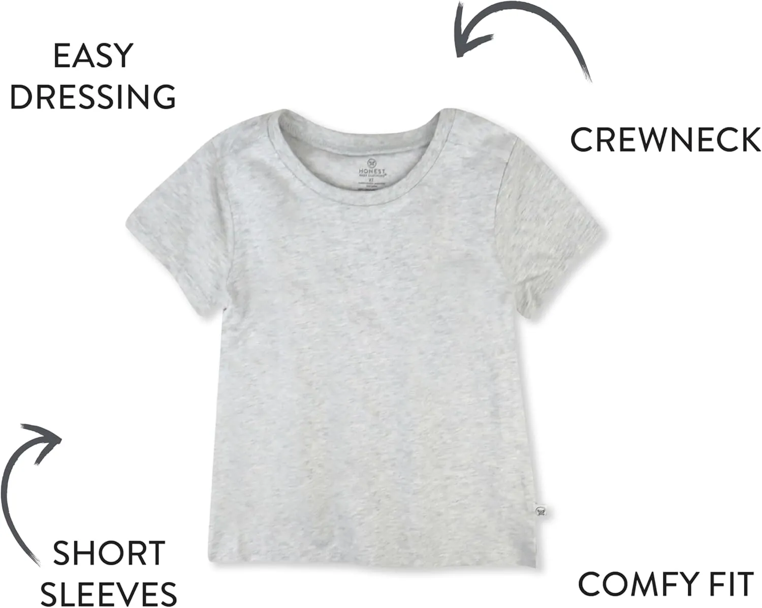 HonestBaby Variety Short Sleeve T-shirts 100% Organic Cotton Baby, Toddler, Little Kids Boys, Girls, Unisex