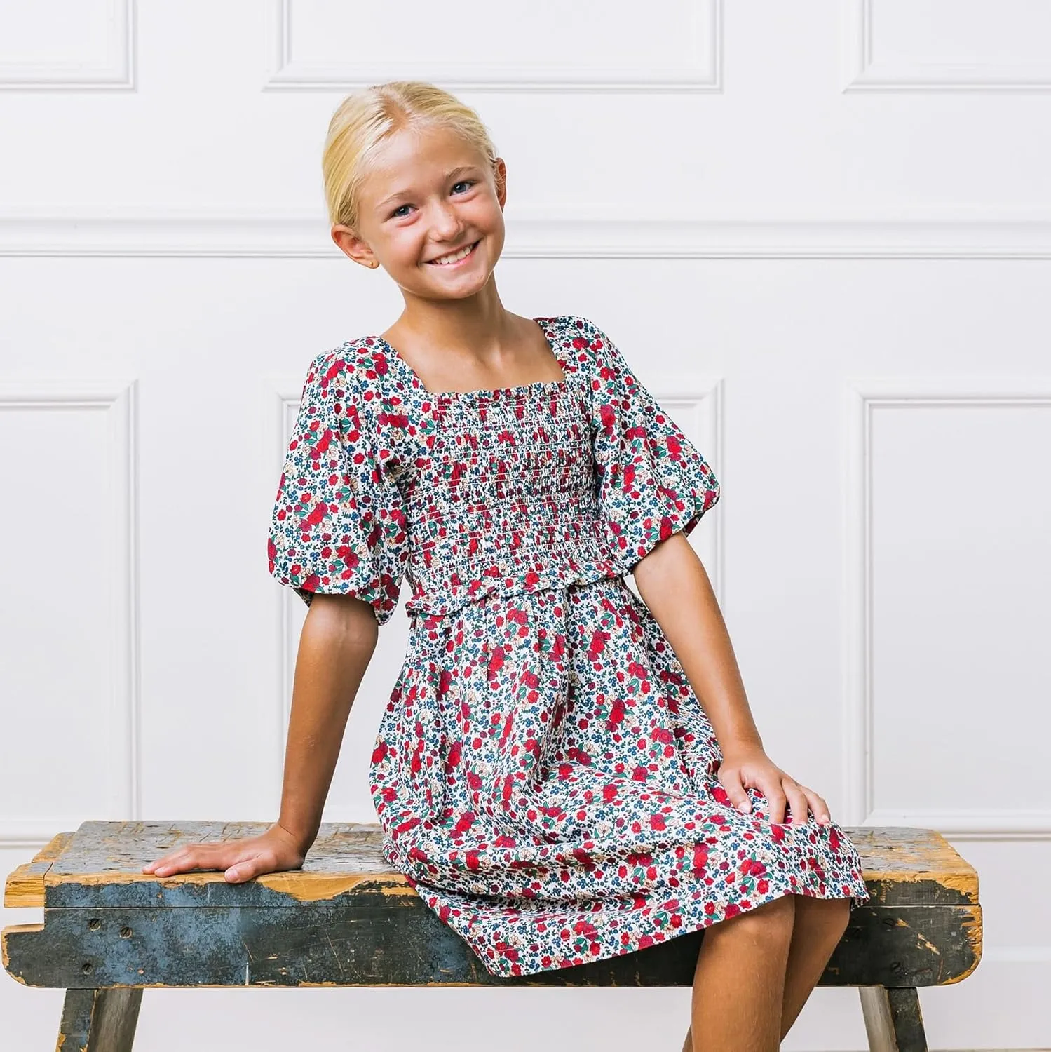Hope & Henry Girls' Eyelet Shift Dress