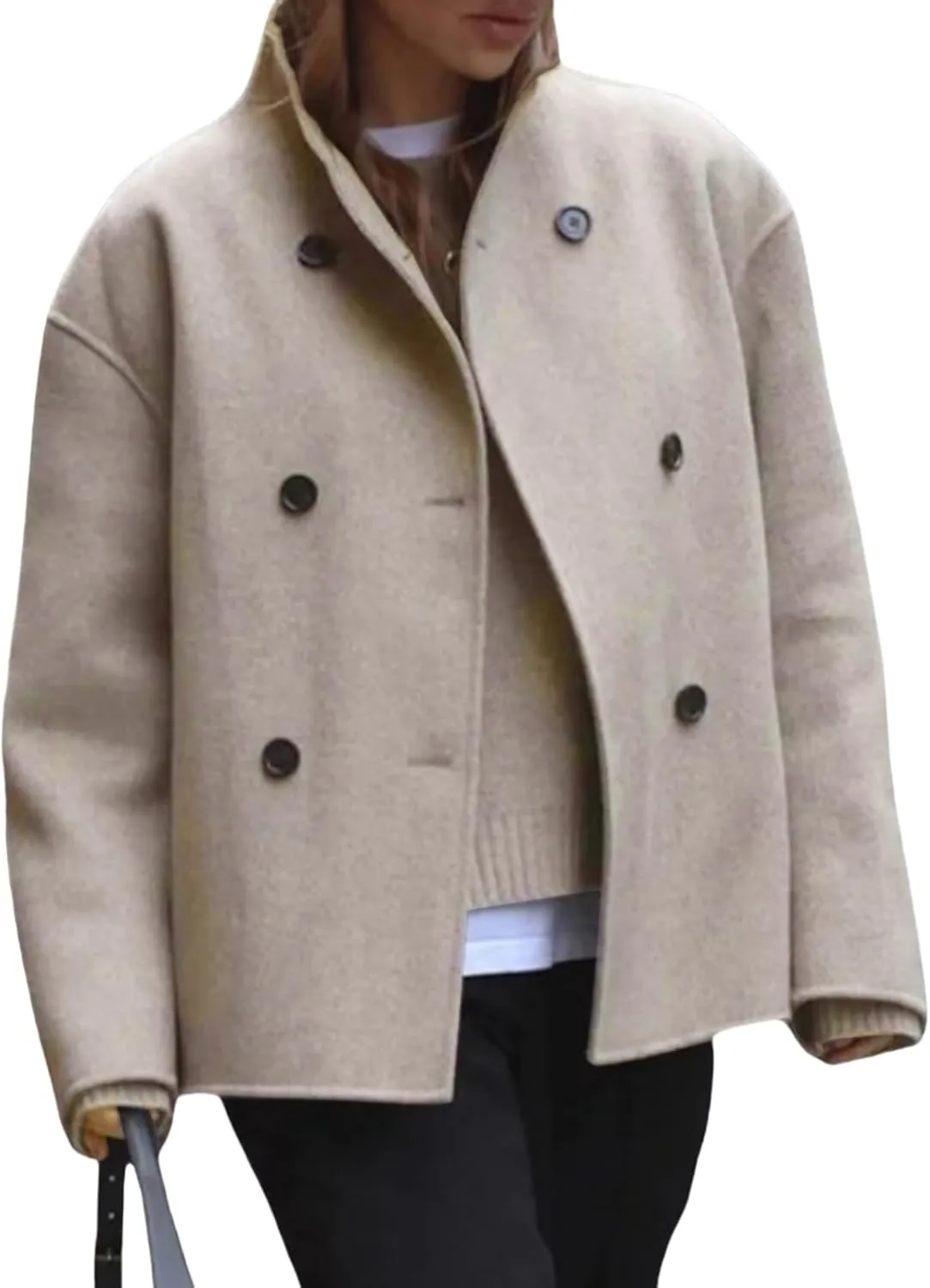 HOTIAN Women Long Sleeve Cardigan Sweater Open Front Cropped Jackets 2024 Fall winter Outwear