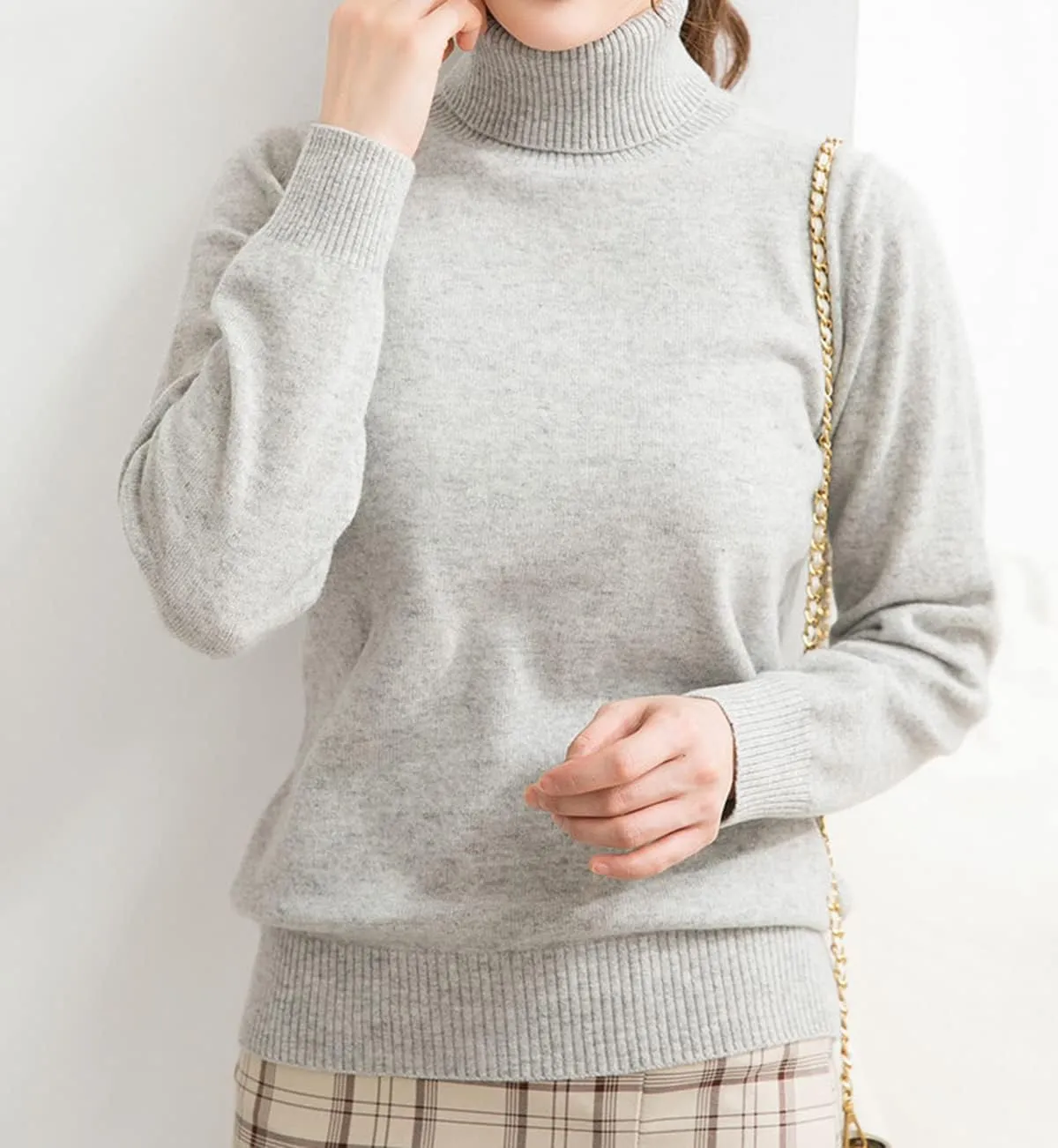 iXubem Cashmere Sweaters for Women Lightweight Turtleneck Sweater Winter Cozy Knitted Pullover Tops 100% Merino Wool