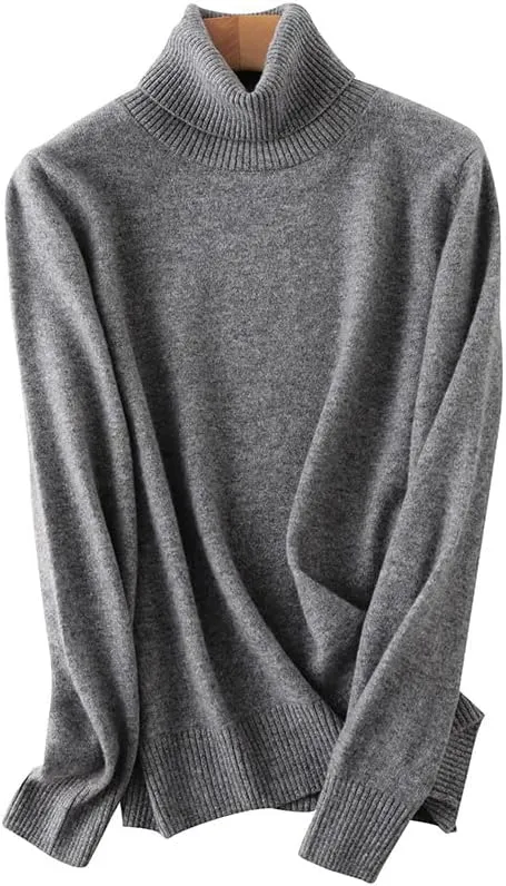 iXubem Cashmere Sweaters for Women Lightweight Turtleneck Sweater Winter Cozy Knitted Pullover Tops 100% Merino Wool