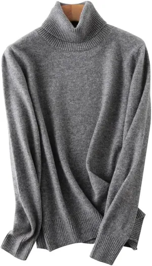iXubem Cashmere Sweaters for Women Lightweight Turtleneck Sweater Winter Cozy Knitted Pullover Tops 100% Merino Wool