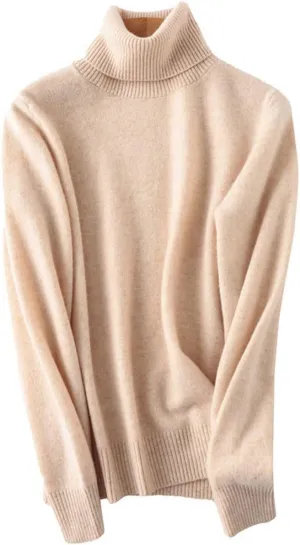 iXubem Cashmere Sweaters for Women Lightweight Turtleneck Sweater Winter Cozy Knitted Pullover Tops 100% Merino Wool