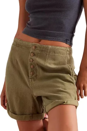 Jean Shorts Womens Button Boxer Shorts Y2K High Waisted Denim Shorts Vintage Roll Up Casual Shorts