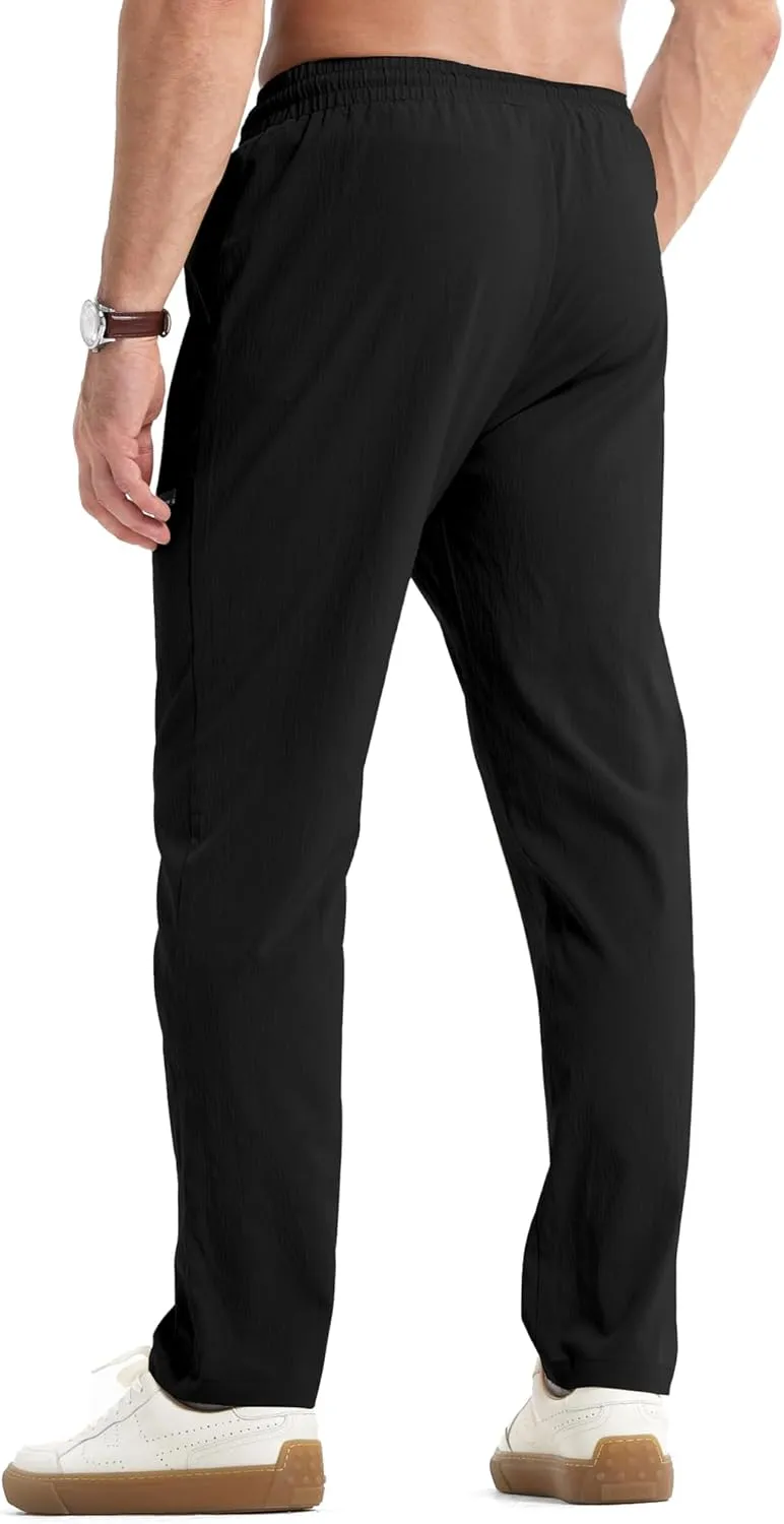 JMIERR Mens Casual Lightweight Pants Stretch Elastic Waist Drawstring Jogging Sweatpants Pants