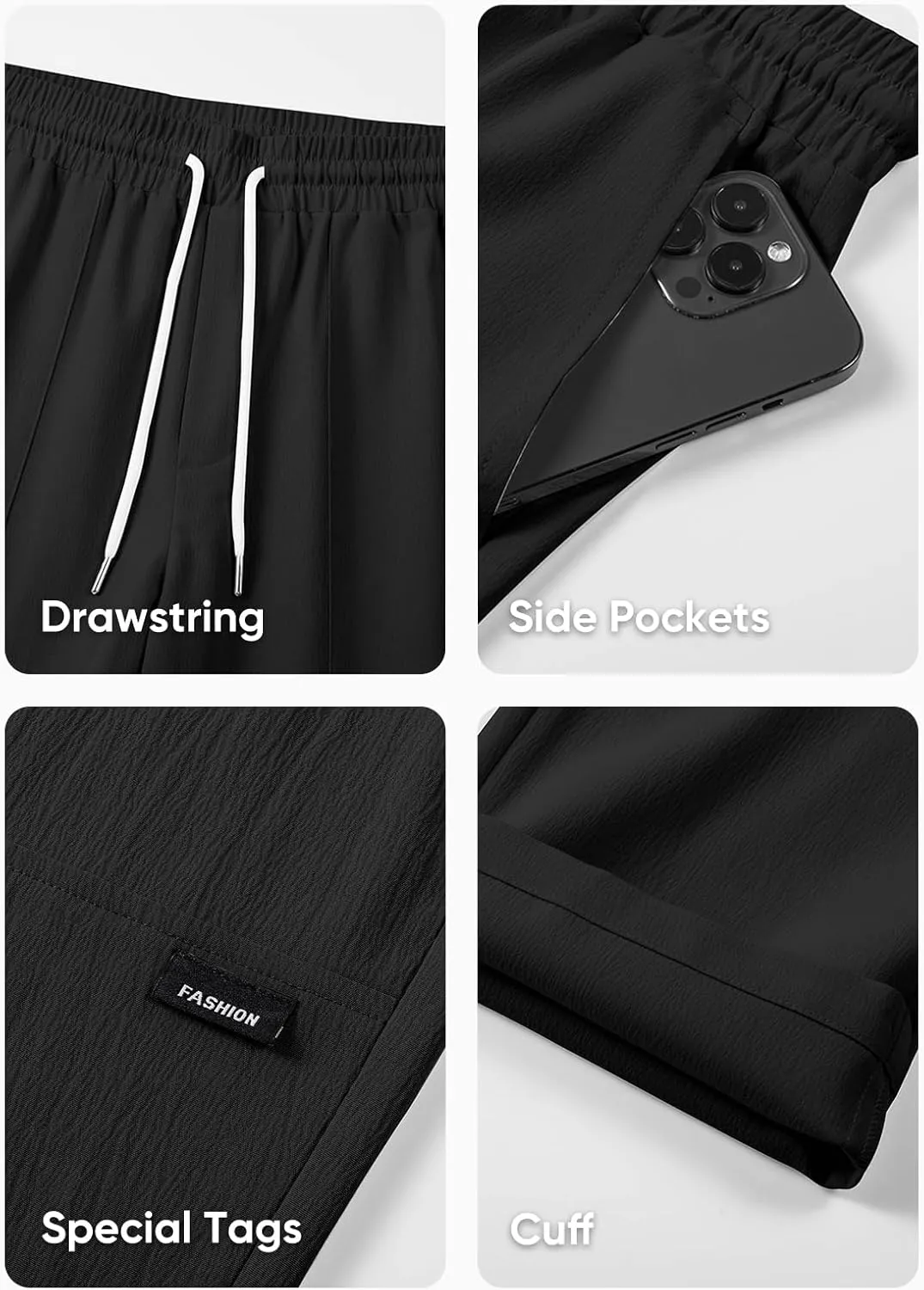 JMIERR Mens Casual Lightweight Pants Stretch Elastic Waist Drawstring Jogging Sweatpants Pants