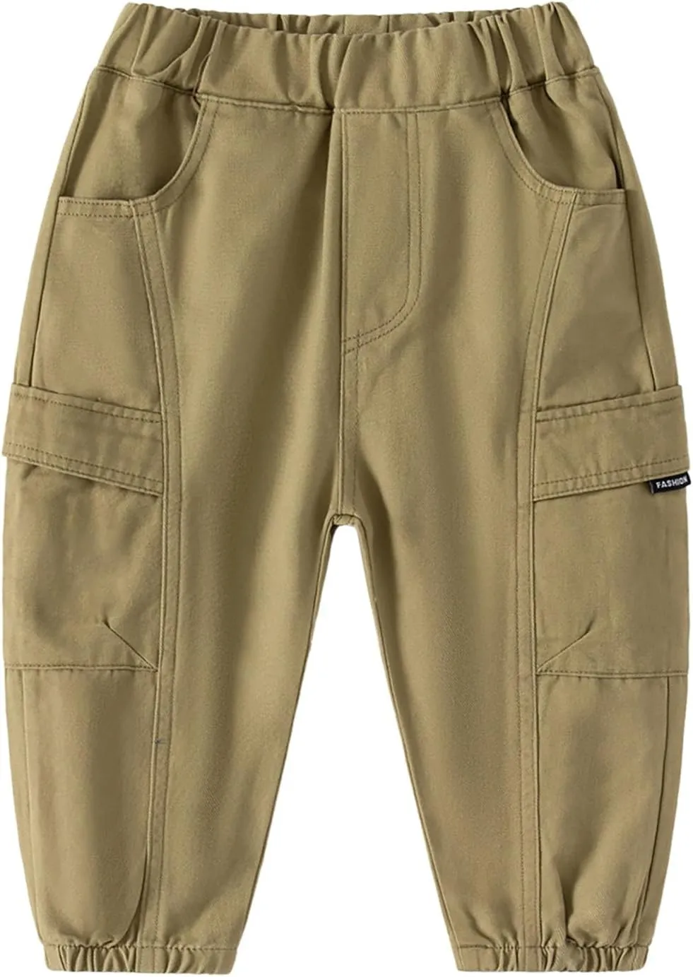 Kids Boys Cargo Pants Solid Color Elastic Waist Pocket Hiking Sweatpants Baggy Joggers Denim Multiple Pockets Trousers
