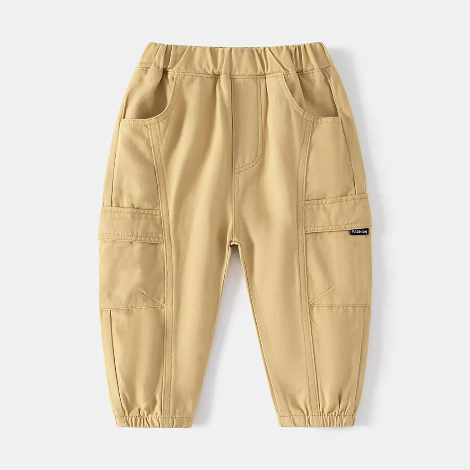 Kids Boys Cargo Pants Solid Color Elastic Waist Pocket Hiking Sweatpants Baggy Joggers Denim Multiple Pockets Trousers