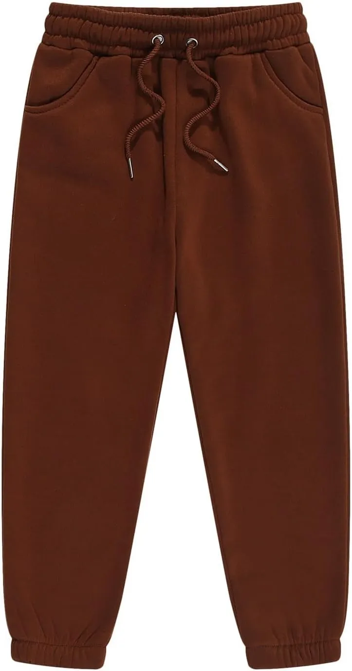 Kids Boys Drawstring Jogger Cotton Sweatpants Toddler Pull on Straight Elastic Waist Running Athletic Pants Workout