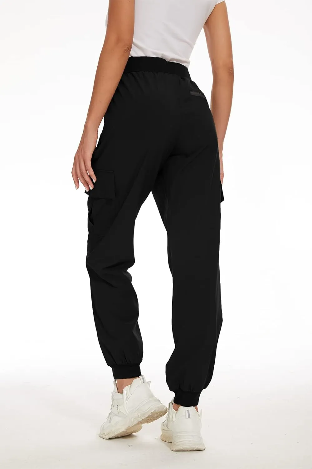 KINGFEN Womens Lightweight Quick Dry Elastic Waist Hiking Cargo Pants