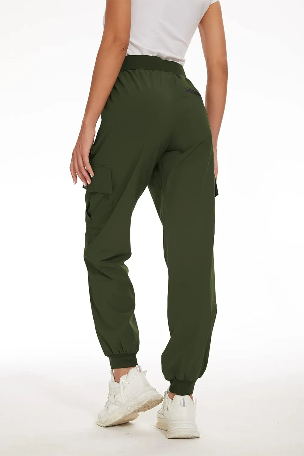 KINGFEN Womens Lightweight Quick Dry Elastic Waist Hiking Cargo Pants