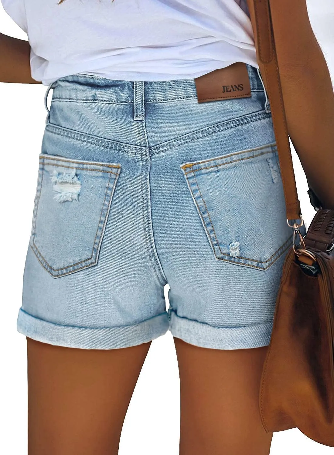 KISSMODA Denim Shorts Women Trendy Button Summer Cut Off Short Womens Jean Shorts High Waisted Denim Hot Ripped Shorts