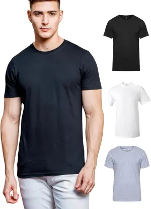 Klizzer 100% Cotton T Shirts for Men - Soft Premium Pack of 3 Regular Fit Crew Neck T-Shirts Plain Short Sleeve Tees