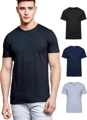 Klizzer 100% Cotton T Shirts for Men - Soft Premium Pack of 3 Regular Fit Crew Neck T-Shirts Plain Short Sleeve Tees