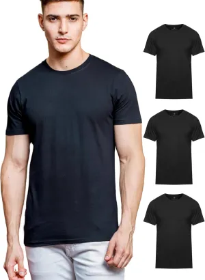 Klizzer 100% Cotton T Shirts for Men - Soft Premium Pack of 3 Regular Fit Crew Neck T-Shirts Plain Short Sleeve Tees