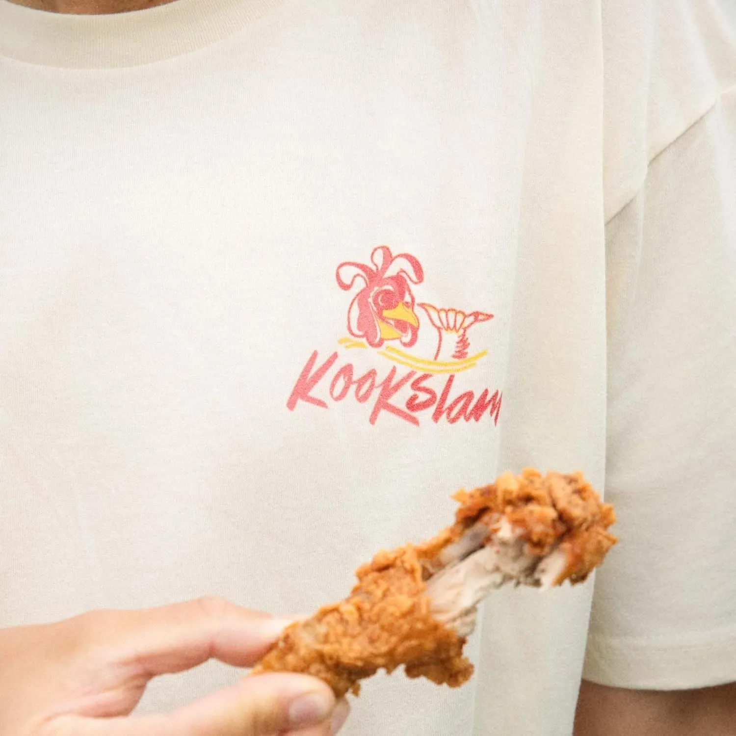 Kookslams Fried Chicken T-Shirt, Trendy Novelty Short Sleeve Tee for Men & Women, Soft Material