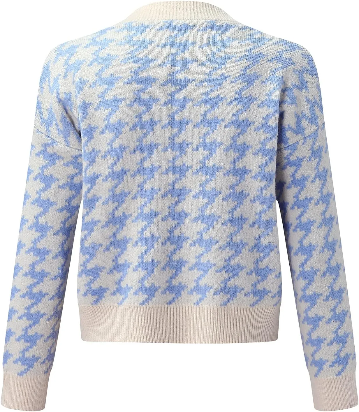 Ladies Casual Print Button Down Pocket Long Sleeve Short Loose Knit Cardigan Oversize All up Wrap Sweater