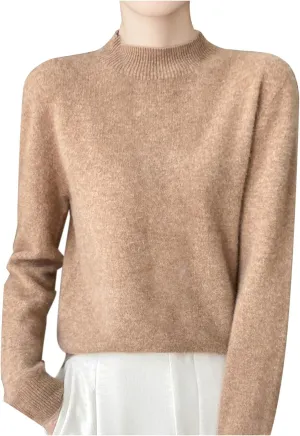 Ladies Solid Color Cashmere Sweaters Casual Fashion Turtleneck Pullover Sweaters Long Sleeve Knitted Base Sweater