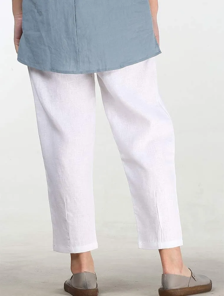 LaovanIn Women's Linen Cropped Pants Tapered Ankle Capris Trousers Elastic Waist