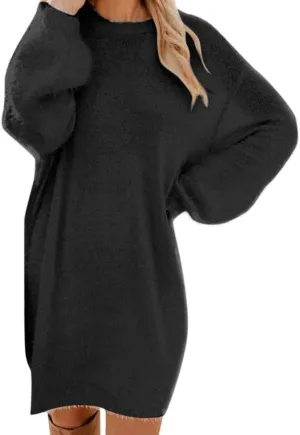 LCMTWX Women's Crewneck Oversized Sweater Dress 2023 Oversized Pullover Dresses Oversized Pullover
