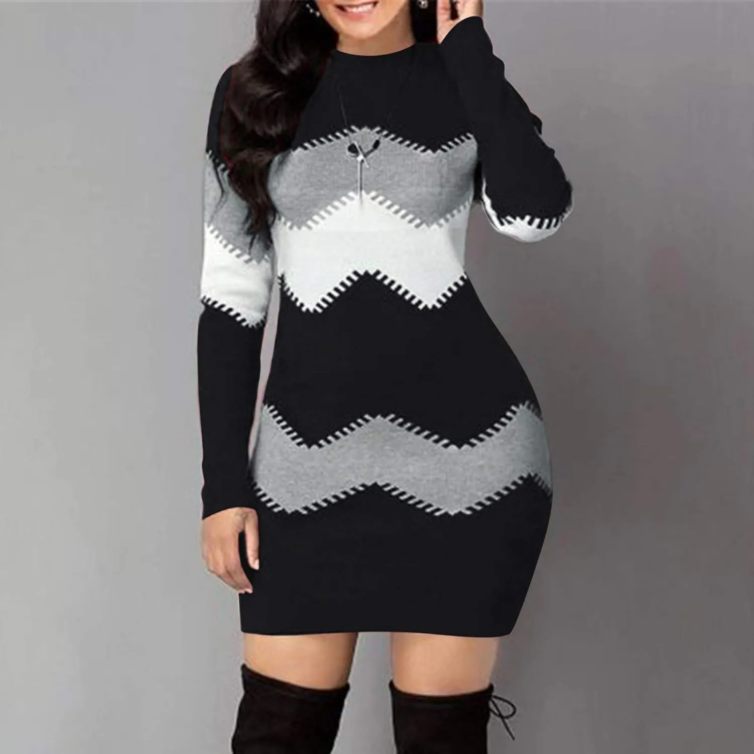 LCMTWX Women's Crewneck Oversized Sweater Dress 2023 Oversized Pullover Dresses Oversized Pullover