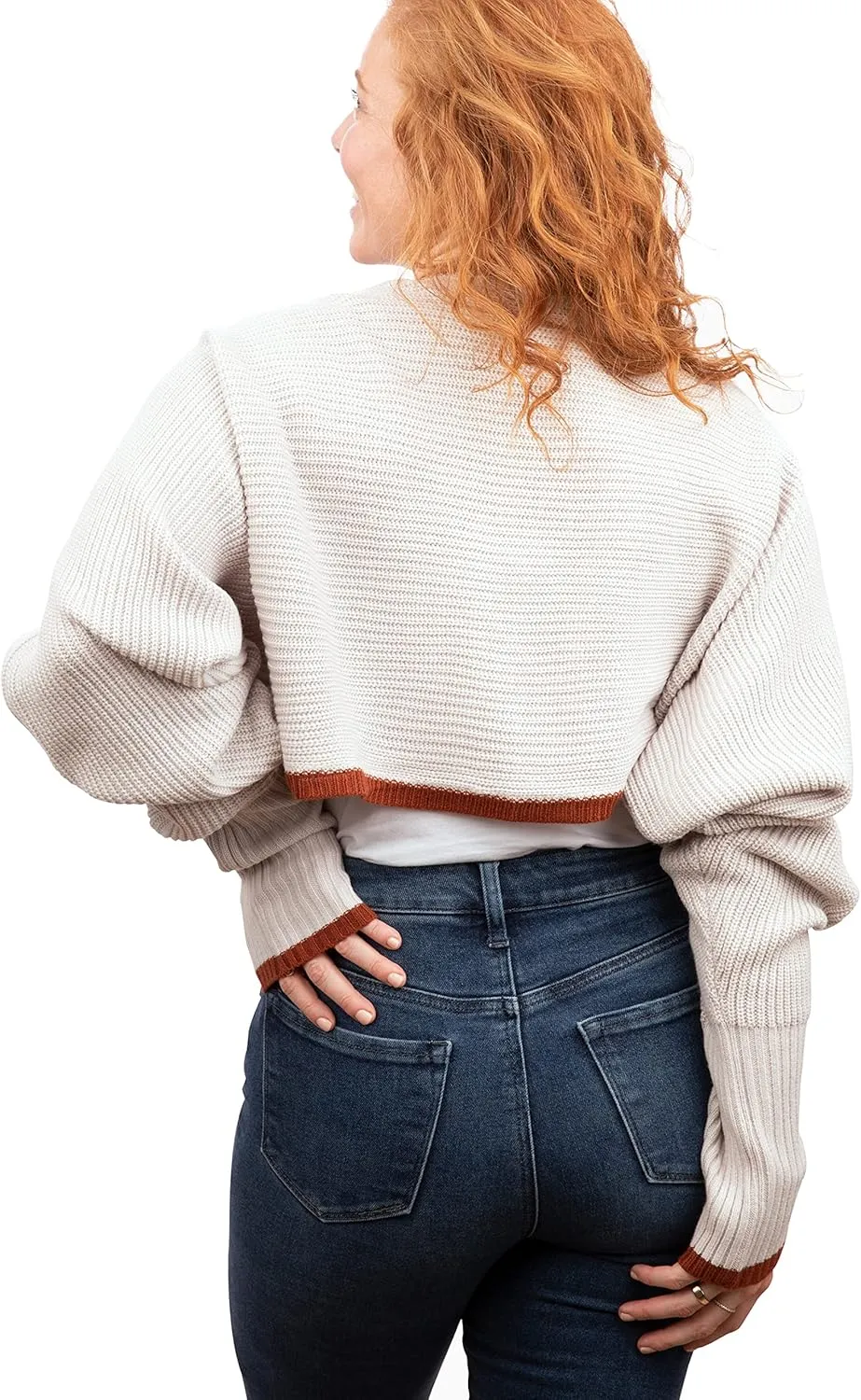 LEFF 360 Women Cardigan - Long Sleeve Sweater - Loose Warm Knit Sweaters - Open Front or Back - Arm Warmer - Knitwear