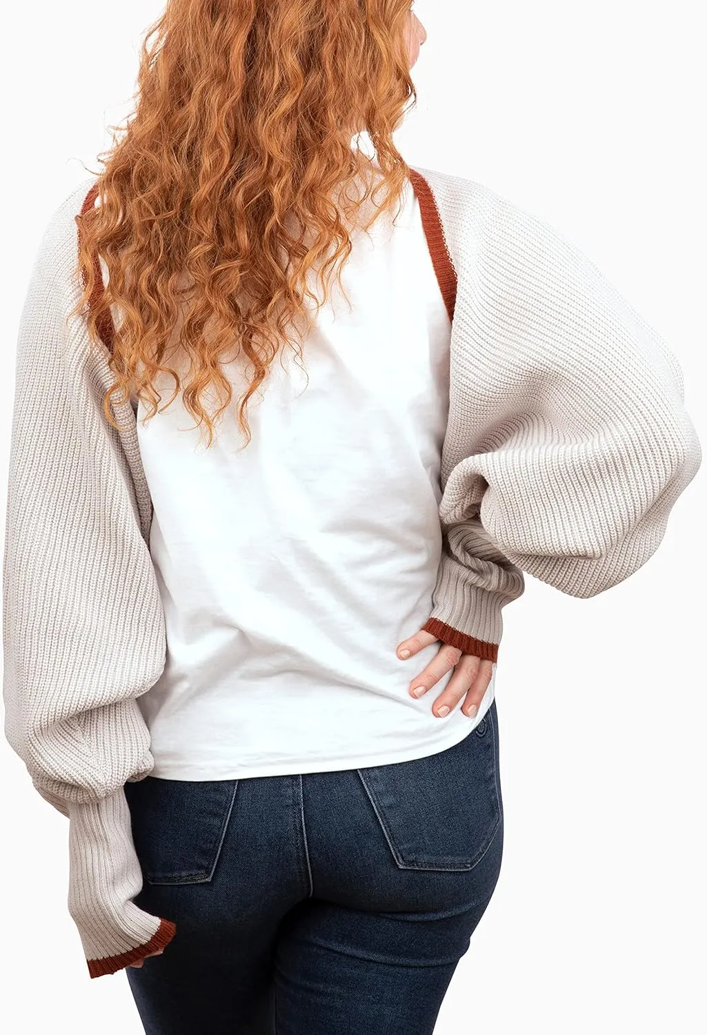 LEFF 360 Women Cardigan - Long Sleeve Sweater - Loose Warm Knit Sweaters - Open Front or Back - Arm Warmer - Knitwear