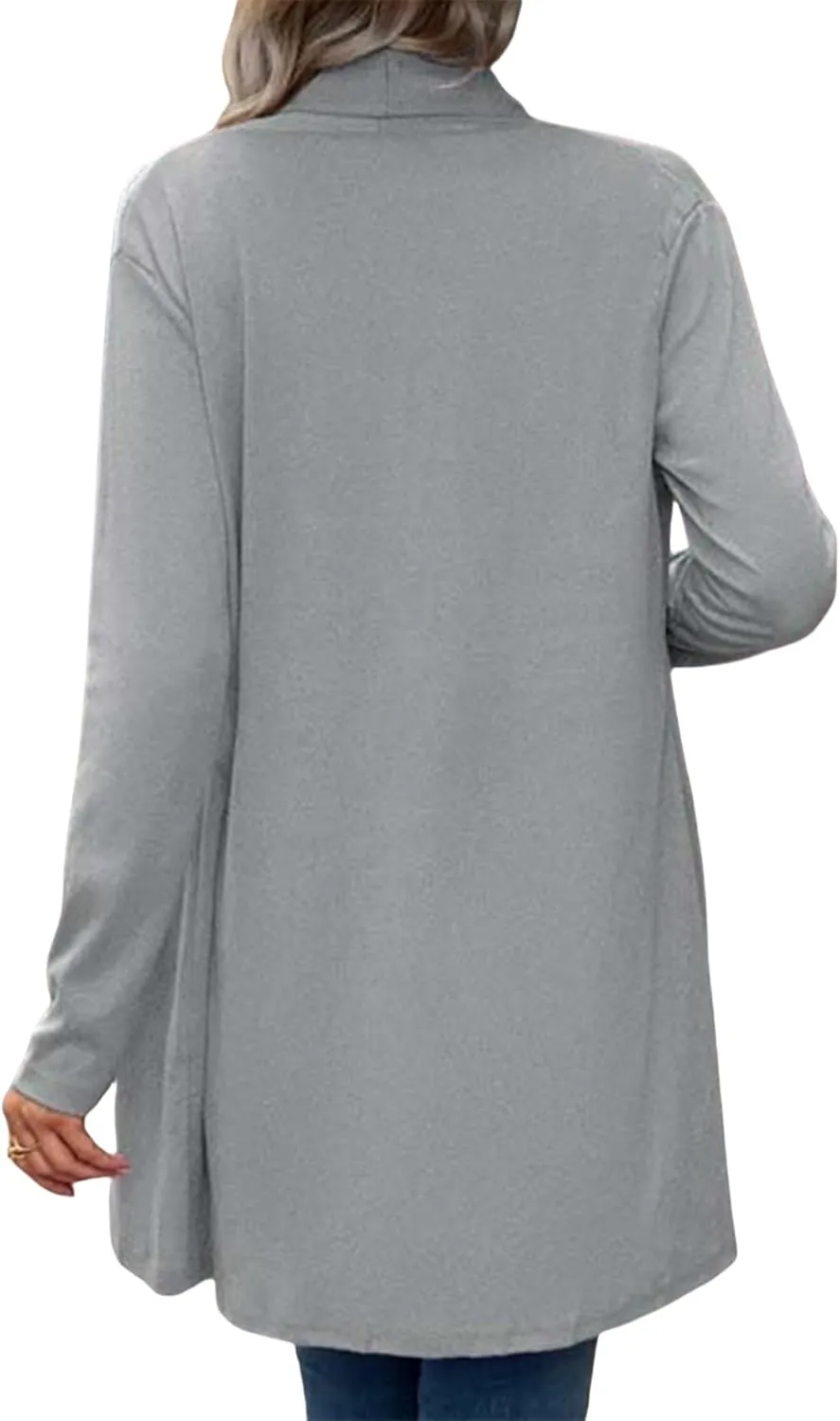 Lightweight Cardigan for Women Soft Drape Casual Open Front Dusters Soild Color Long Sleeve Cardigans