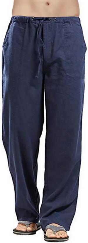 linen pants for men slim fit, elastic waist pants for men big and tall, Linen Pants for Men, Mens Casual Pants Drawstring Elastic Waist Straight Leg Pants Summer Yoga Beach Trousers Pants