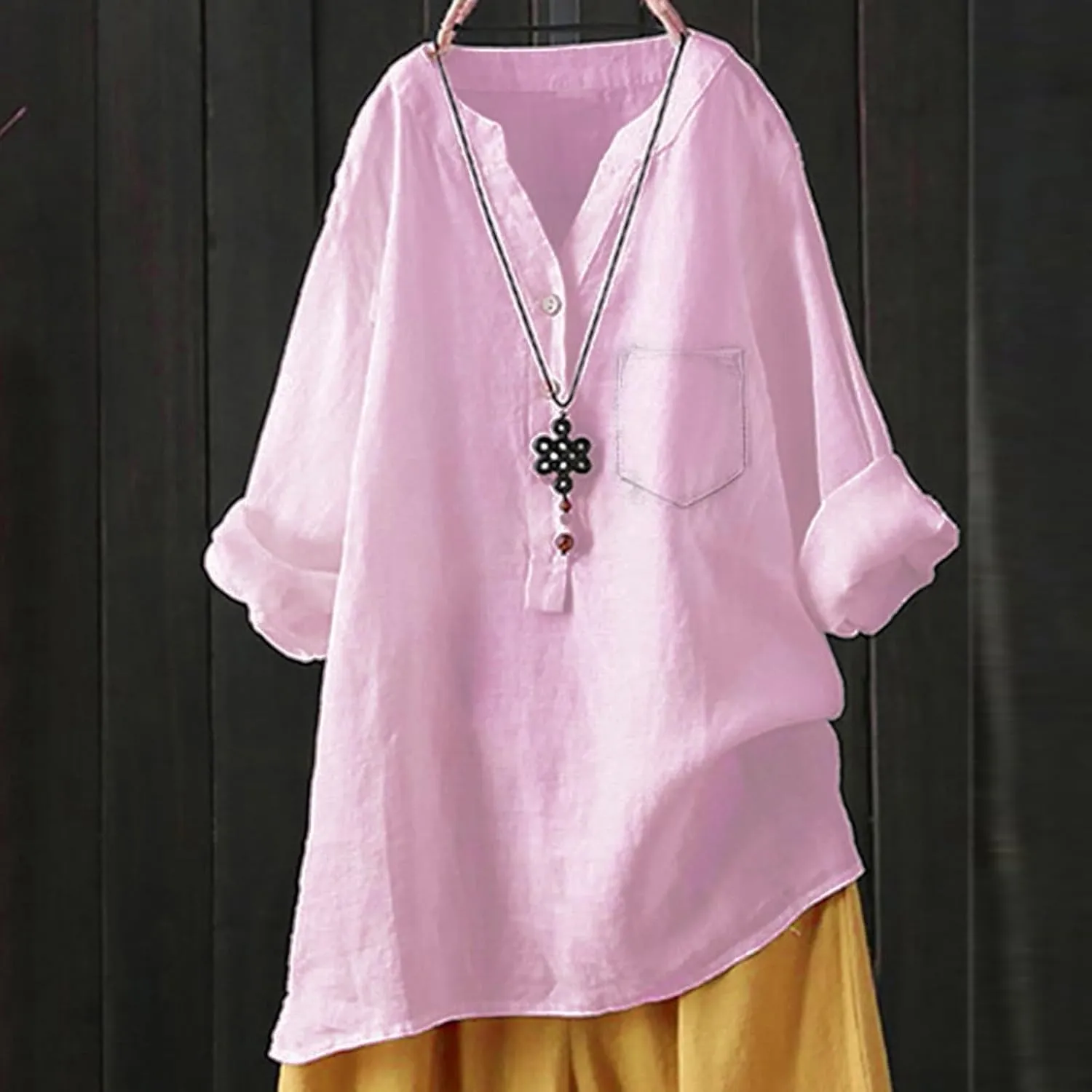 Linen Shirts for Women 2025 Spring Summer Plus Size Long Sleeve Tops Dressy Casual Loose Comfy Work Gauze Blouses
