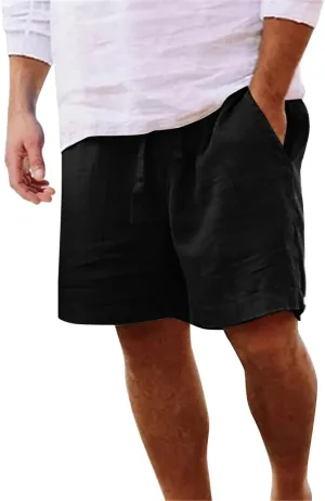 Linen Shorts for Men Pull On Lounge Bermuda Shorts Casual Gym Workout Shorts Plus Size Joggers Athletic Shorts