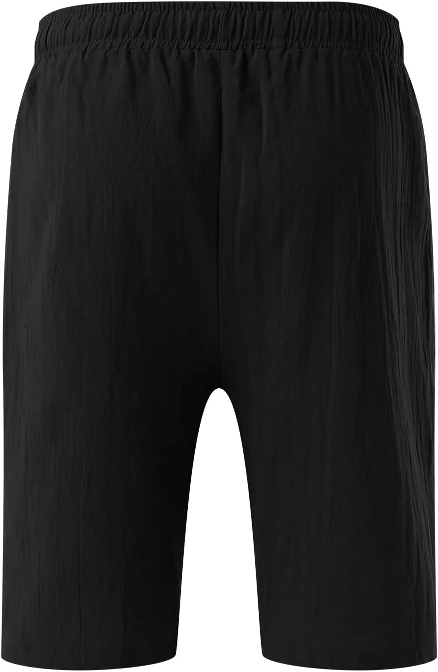Linen Shorts for Men Pull On Lounge Bermuda Shorts Casual Gym Workout Shorts Plus Size Joggers Athletic Shorts