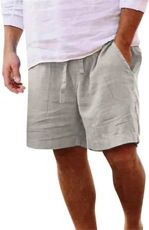Linen Shorts for Men Pull On Lounge Bermuda Shorts Casual Gym Workout Shorts Plus Size Joggers Athletic Shorts