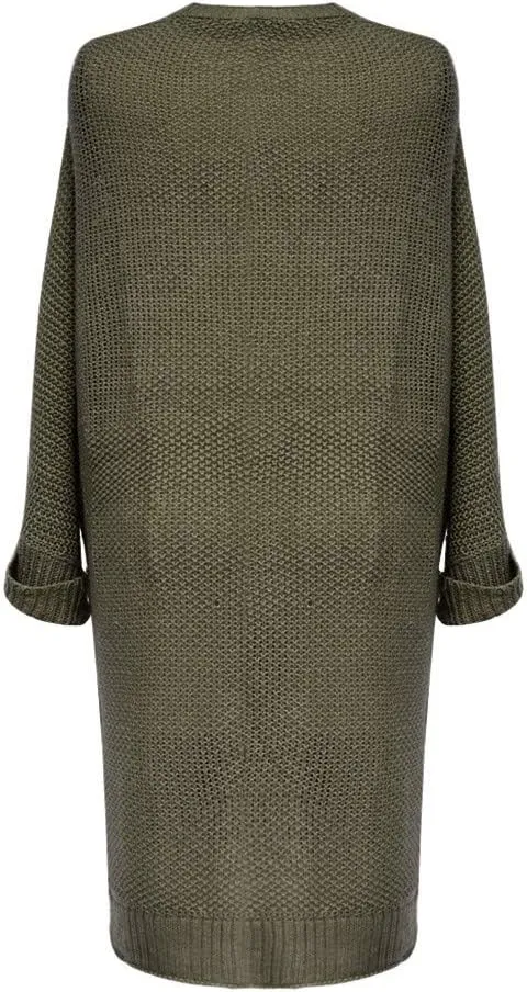 Long Chunky Knitted Cardigan for Women Balloon Sleeve Open Front Cardigans Lightweight Casual Trendy Wrap Knitwear