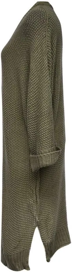 Long Chunky Knitted Cardigan for Women Balloon Sleeve Open Front Cardigans Lightweight Casual Trendy Wrap Knitwear