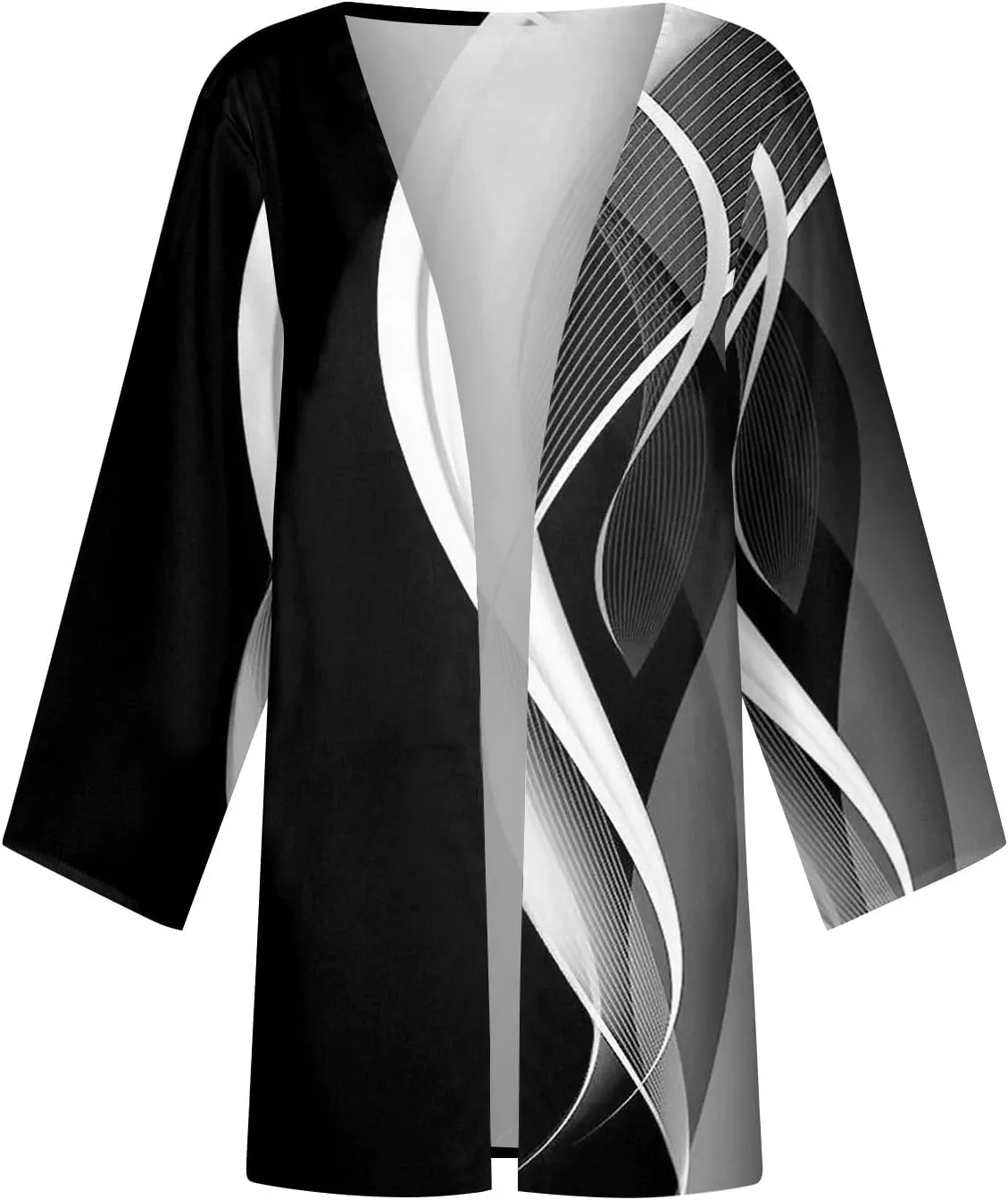 Long Sleeve Kimono for Womens Retro Print Casual Duster Blouse Tops Coat 3/4 Sleeve Jackets Lightweight Cardigans