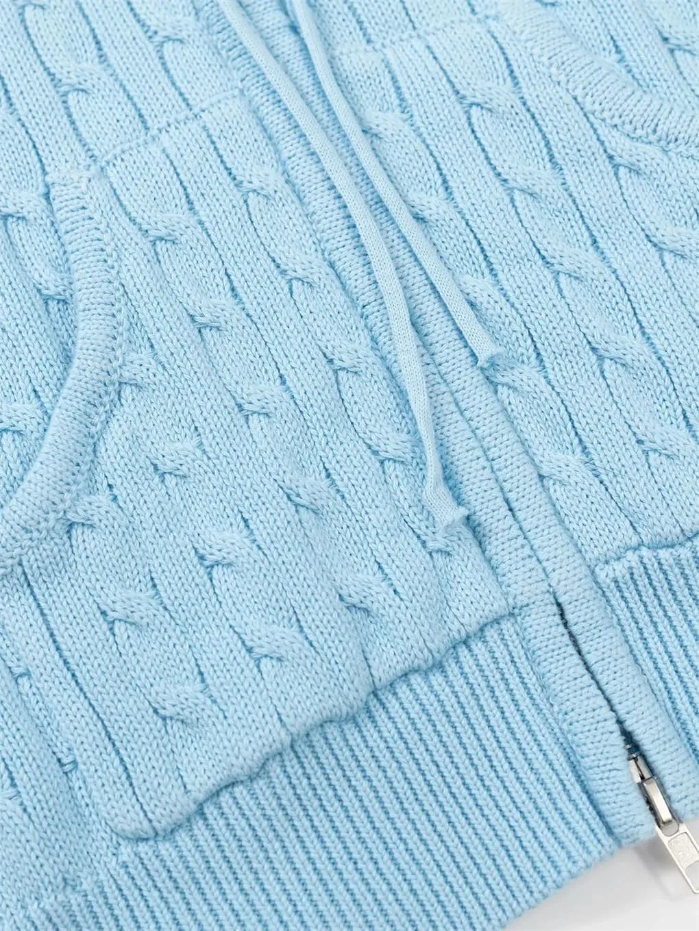 Long Sleeve Top Cropped Cardigans Women Knit Sweaters Zipper Up Cardigan Hooded Sweater Coat