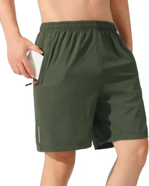 LOUECHY Men's Running Shorts Lightweight Quick Dry Workout Shorts Gym Athletic Shorts with Zipper Pockets