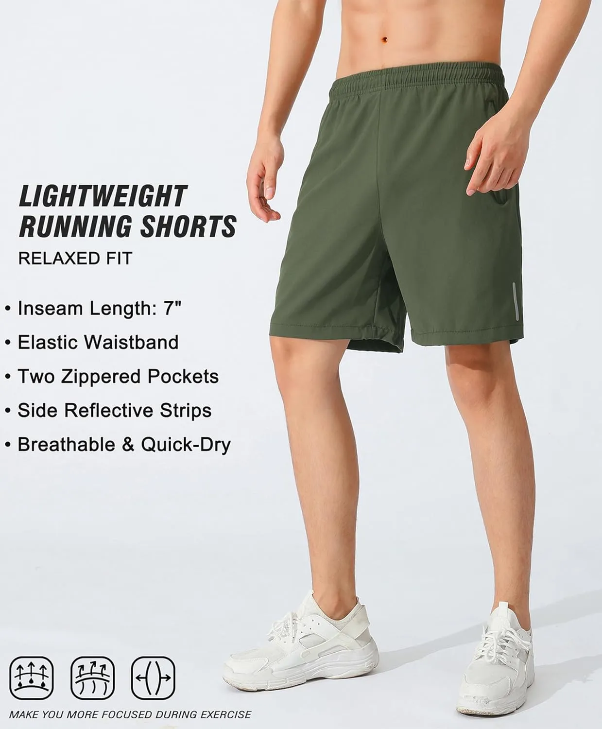 LOUECHY Men's Running Shorts Lightweight Quick Dry Workout Shorts Gym Athletic Shorts with Zipper Pockets