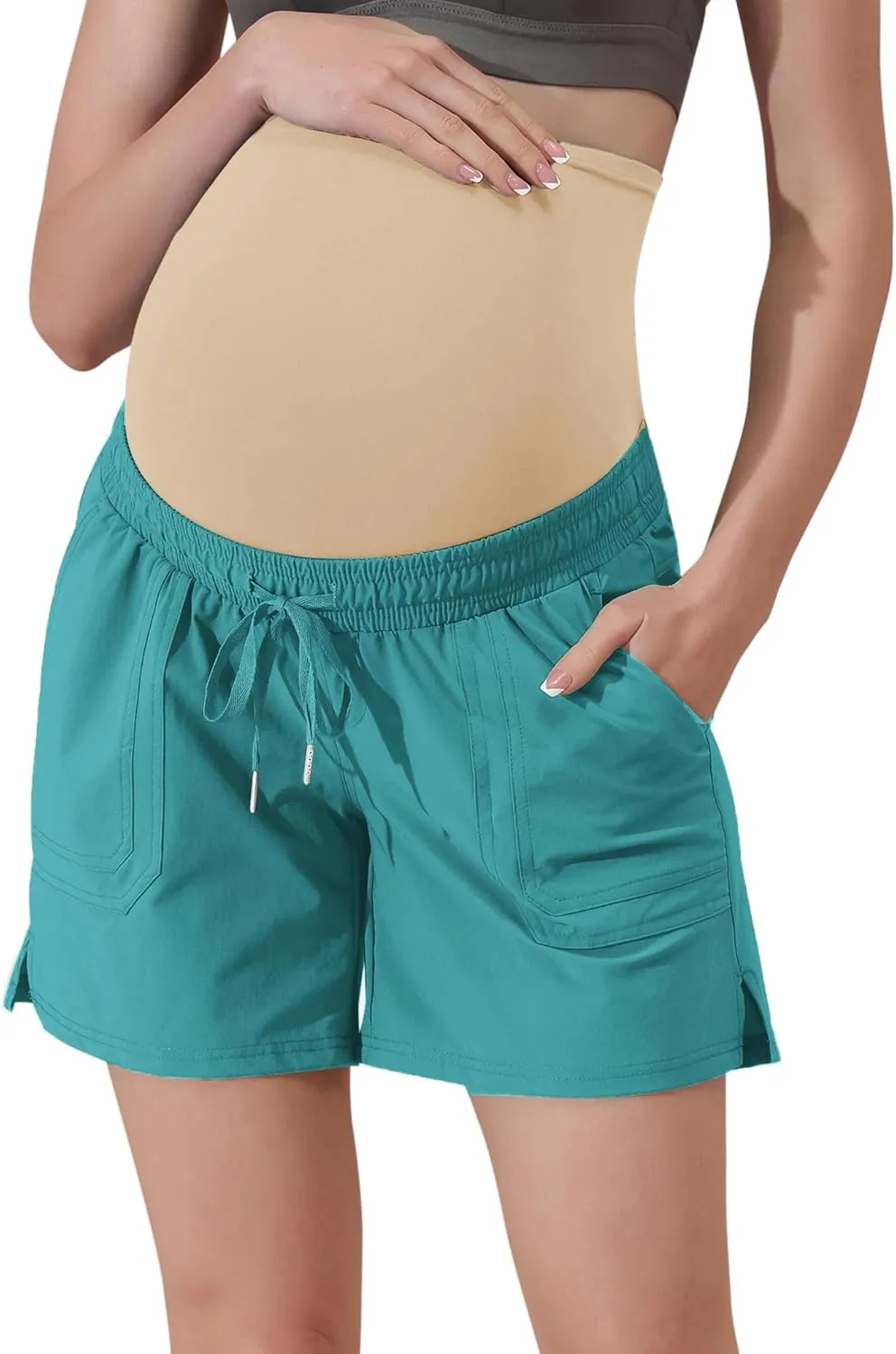 Maacie Maternity Hiking Shorts Quick Dry Waterproof 5" Workout Sports Shorts Outdoor Casual